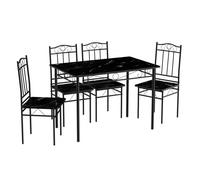 Ensemble table à manger 109x 69x 75 cm et 4 chaises-marbre noir et support en métal noir-Style Industriel, Salle à Manger, Salon