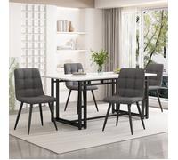 Ensemble Table à manger 140x80 cm avec 4 chaises chaises de salle à manger en lin gris foncé Moderne - Pratique - Gris