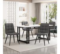 Ensemble table à manger 140x80 cm avec 4 chaises, plateau mdf et pieds métal, gris et noir