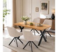 Ensemble Table à Manger 160x80cm et 4 Chaises Pivotantes 360° | Ensemble Table et Chaises de Salle à Manger Modernes pour Cuisine, Séjour et Salon, Confort Premium et Design Élégant