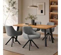 Ensemble Table à Manger 160x80cm et 4 Chaises Pivotantes 360° | Ensemble Table et Chaises de Salle à Manger Modernes pour Cuisine, Séjour et Salon, Confort Premium et Design Élégant