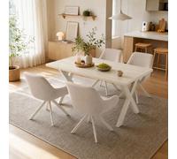 Ensemble Table à Manger 160x80cm et 4 Chaises Pivotantes 360° | Ensemble Table et Chaises de Salle à Manger Modernes pour Cuisine, Séjour et Salon, Confort Premium et Design Élégant