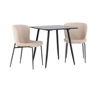 Ensemble Table à Manger & 2 Chaises Polar & Modesto 75cm Noir & Beige