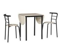 Ensemble table à manger 3 pièces avec 2 chaises style industriel - table extensible - acier MDF aspect chêne clair Beige G