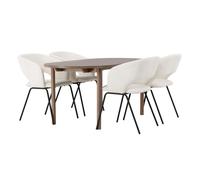 Ensemble Table à Manger & 4 Chaises Andy & Day 180cm Naturel & Blanc Cassé