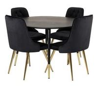 Ensemble Table à Manger 4 Chaises Dipp & Deluxe 115cm Noir et Or Noir