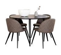 Ensemble Table à Manger & 4 Chaises Dipp & Velvet 115cm Noir & Gris