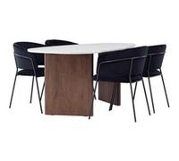 Paris prix Ensemble table à manger et 4 chaises - Gris clair, noir et marron