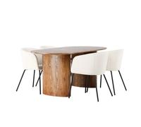 Ensemble Table à Manger & 4 Chaises Isolde & Berit 180cm Naturel & Beige