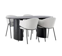 Ensemble Table à Manger & 4 Chaises Isolde & Evelina 180cm Noir & Gris