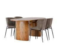 Ensemble Table à Manger & 4 Chaises Isolde & Modesto 180cm Naturel & Marron