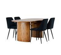 Ensemble Table à Manger & 4 Chaises Isolde & Night 180cm Naturel & Noir