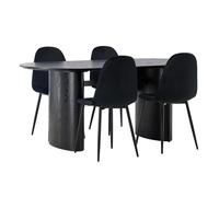 Ensemble Table à Manger & 4 Chaises Isolde & Polar 180cm Noir