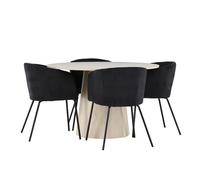 Ensemble Table à Manger & 4 Chaises Lanzo & Berit 120cm Naturel & Noir