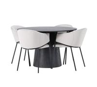 Ensemble Table à Manger & 4 Chaises Lanzo & Evelina 120cm Moka & Gris