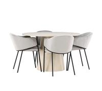Ensemble Table à Manger & 4 Chaises Lanzo & Evelina 120cm Naturel & Gris
