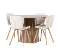 Ensemble Table à Manger & 4 Chaises Lanzo & Lilja 120cm Beige & Marron