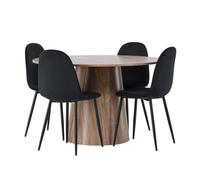Ensemble Table à Manger & 4 Chaises Lanzo & Polar 120cm Marron & Noir