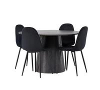 Ensemble Table à Manger & 4 Chaises Lanzo & Polar 120cm Moka & Noir