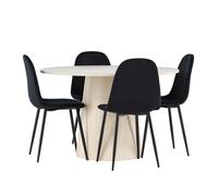 Ensemble Table à Manger & 4 Chaises Lanzo & Polar 120cm Naturel & Noir