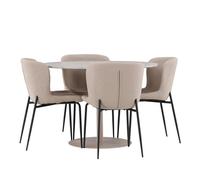 Ensemble Table à Manger & 4 Chaises Lycke & Modesto 110cm Beige