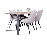 Ensemble Table à Manger & 4 Chaises Marina & Deluxe 180cm Naturel & Gris Clair