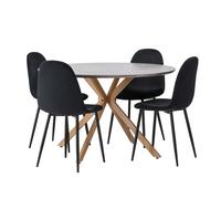 Ensemble Table à Manger & 4 Chaises Piazza & Polar 120cm Gris & Noir