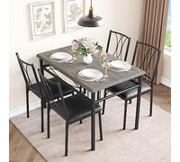 Ensemble Table à Manger 4 Chaises, Table Rectangulaire Bois et Métal, Chaises Rembourrées Ergonomiques, Gain de Place pour Cuisine Salle à Manger Appartement Studio Petit Espace, 110×70×76 cm