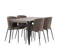 Ensemble Table à Manger & 4 Chaises Tempe & Modesto 140cm Marron