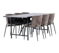 Paris prix ensemble table et 6 chaises - noir et gris