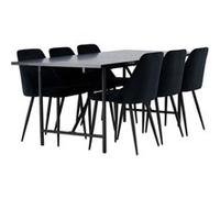 Ensemble Table à Manger 6 Chaises Astrid Night 200cm Noir Noir