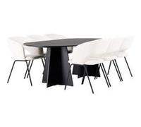 Ensemble Table à Manger & 6 Chaises Bootcut & Day 230cm Noir Blanc Cassé Noir