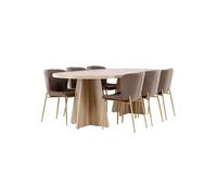 Ensemble Table à Manger 6 Chaises Bootcut & Modesto 230cm Naturel Marron