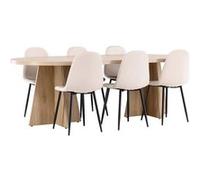 Ensemble Table à Manger & 6 Chaises Bootcut & Polar 230cm Naturel et Beige Beige