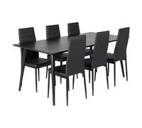 Ensemble Table à Manger & 6 Chaises Dipp & Slim 180cm Noir