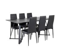 Ensemble Table à Manger & 6 Chaises Marina & Slim 180cm Noir