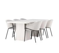 Ensemble Table à Manger & 6 Chaises Olga & Polar 200cm Naturel & Gris
