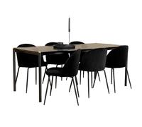 Ensemble Table à Manger & 6 Chaises Pelle & Wrinkles 190cm Noir