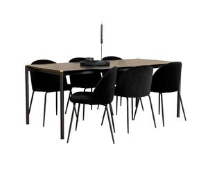Ensemble Table à Manger & 6 Chaises Pelle & Wrinkles 190cm Noir