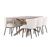 Ensemble Table à Manger & 6 Chaises Piazza & Agnes 180cm Marron & Blanc