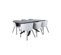 Ensemble Table à Manger 6 Chaises Piazza & Berit 180cm Noir et Gris