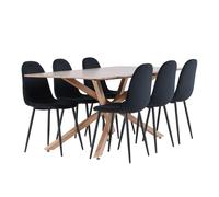 Ensemble Table à Manger & 6 Chaises Piazza & Polar 180cm Marron & Noir