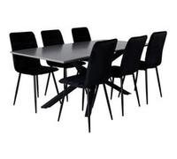 Ensemble Table à Manger 6 Chaises Piazza Windu 180cm Gris Noir