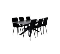 Ensemble Table à Manger 6 Chaises Piazza Windu 180cm Gris Noir