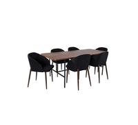 Ensemble Table à Manger 6 Chaises Uno Arch 200cm Noir Marron
