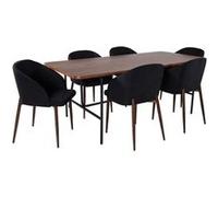 Ensemble Table à Manger 6 Chaises Uno Arch 200cm Noir Marron Imprimé G