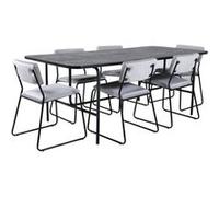 Ensemble Table à Manger 6 Chaises Uno Kenth 200cm Gris Noir