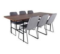 Ensemble Table à Manger & 6 Chaises Uno & Muce 200cm Gris & Marron