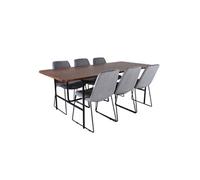 Ensemble Table à Manger & 6 Chaises Uno & Muce 200cm Gris & Marron