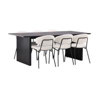 Ensemble Table à Manger & 6 Chaises Vail & Chico 200cm Blanc Crème & Noir